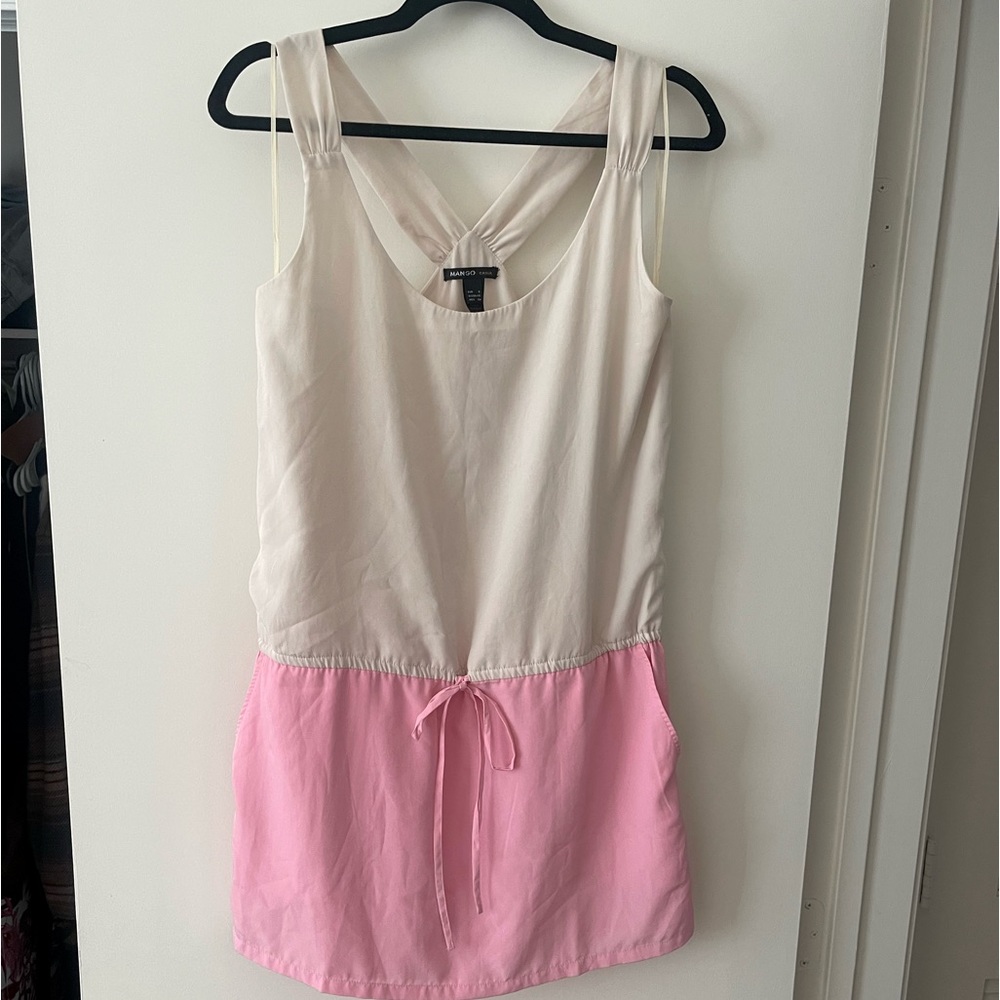 MANGO Cream and Pink Dress